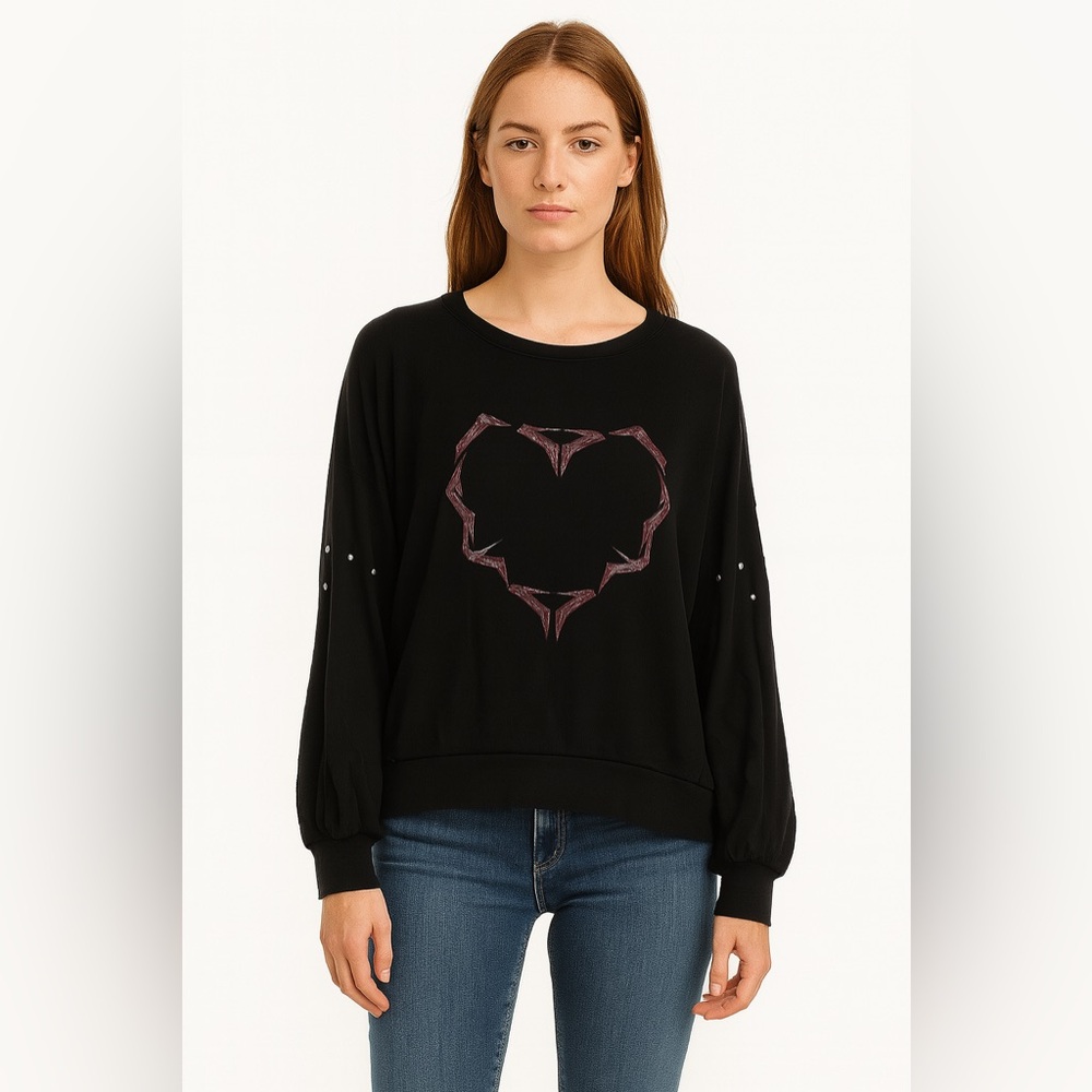 Lauren Moshi Graphic Heart Sweater